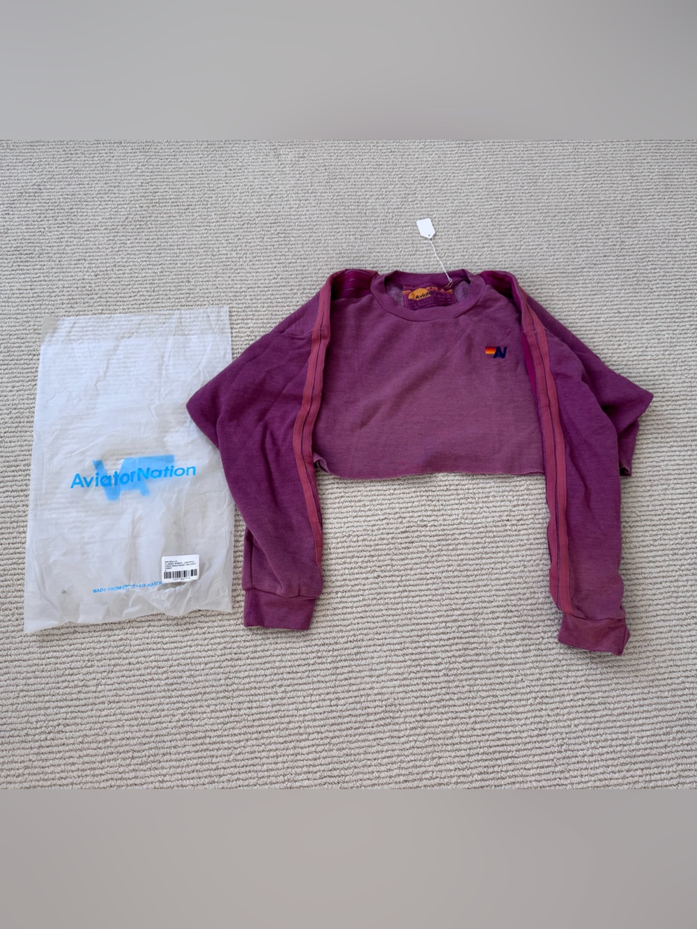 Aviator Nation cropped sweatshirt in Berry size S